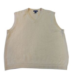Land's End Women's Preppy Coastal Butter Yellow Knit V Neck Vest, XL